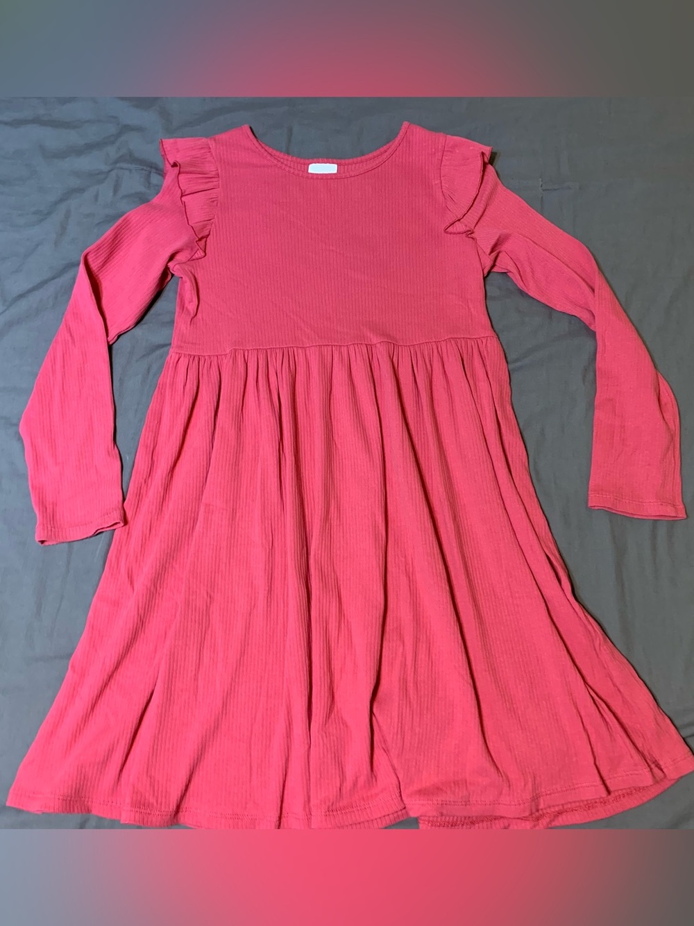 jumping beans Pink Long-Sleeve Ruffle Shoulder Dress